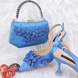 Doershow African fashion Italian Shoes And Bag Sets For Evening Party With Stones green Italian Handbags Match Bags!   HFG1-3