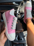 2025 Big Size 44 Women's Platform Skate Shoes Fashion Summer Black Pink Red Lace-up Men Sporty Vulcanize Casual Flat Shoes