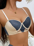 New Style Color-Blocking Women's Bra with Thin Upper and Thick Lower Padding, Enhancing Small Busts, Gathering and Lifting, Correcting Side Breasts, and Preventing Sagging