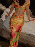 Fashion Off Shoulder Frill Bikini With Maxi Skirt Set Women's Swimsuit Elegant Lady Low Waist Swimwear Mujer Vacation Outfits