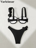 Sexy 3D Flowers Underwired Bikini Women Swimwear Female Swimsuit Two-Pieces Bikini Set Brazilian Bather Bathing Suit Swim V7970