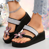 Luxury Rhinestone Flower Clip Toe Sandals Women Lightweight Crystals Wedges Slippers Woman Plus Size 36-42 Platform Slides Mujer