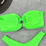 Wrinkled Bandeau High Cut Bikini Women Swimwear Female Swimsuit Two-Pieces Bikini Set Strapless Bather Bathing Suit Swim V3367