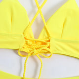 2026 V Neck Two Piece Solid Bikini Back String Women Swimwear Female Swimsuit Bathers Bathing Swimming Suit Beachwear Summer