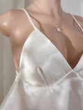Y2K Sexy Women's Satin Cami Pajama Set Backless Crop Top and Shorts Coquette Aesthetic Lingerie Sleepwear for Women