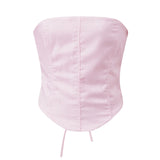 Women Summer Back Bandage Tube Top Sleeveless Strapless Backless Vest Flower Summer Ladies Bustier for Club Party