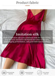 Women's Sexy Nightgown Solid Silk Satin Slip Nightdress Sleepwear Draped Collar Split Backless Sleep Maxi Long Dress Nighties