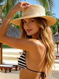 Women Striped 3 Piece Bikini Sets Halter Bra Briefs Shorts for Party Beach Summer Bathing Suit Swimwear