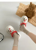 Women Fashion Clogs Indoor Street Slippers Cute DIY Apple Summer Autumn Platform Shoes Soft EVA Female Daily Walking Sandals