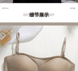 MOYISU Anti Slip Halter Bra for Small Chest, Push Up Enhancer Pads Rounded Shape, Invisible Seamless Cover No Show Lift Bralette