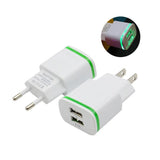 LED Light 2 USB Charger 2A EU US Fast Charging Wall Adapter for Iphone 8 8P 7 6 xiaomi redmi 4X note 4X 5 plus 5 note5a redmi 2a