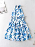 Sexy Red Floral Print Backless Summer Women Boho Mini Dress Bodycon Sleeveless Beach Lace Up Bowknot Dropshipping Dress Sundress
