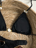 2026 Wrinkled Crinkled Halter Beads Bikini Women Swimwear Female Swimsuit Two-pieces Bikini Set Bather Bathing Suit Swim Lady