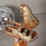 Fashion Buckle Decor Platform Sandals Women Plus Size 43 Summer Wedges Gladiator Sandals Woman Open Toe Thick Sole Beach Sandles
