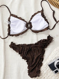 2026 Wrinkled Ruffled Halter Bikini Female Swimsuit Women Swimwear Two-pieces Bikini Set Bather Bathing Suit Swim Lady Beachwear