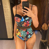 S - XL Leaves Printed Underwired With Bra Cup Women Swimwear One Piece Swimsuit Female Monokini Bather Bathing Suit Swim V5466