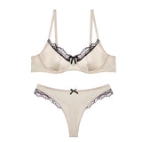 French Thin Cup Lingerie Set Sexy Lace Push Up Bra Fashion Women Silk Fabric Underwear High Quality Intimates Bras and Panties
