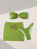DEKA Green Micro Bikini Set Women Swimsuit Female Swimwear with Skirt Brazilian Bikinis Halter Beachwear Bathing Suit Biquini