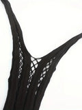 Women Sexy Fishnet Long Sleeve Cover Up, Sheer Bodycon Sleepwear See Through Beachwear Without Bikini