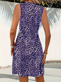 Summer Style Leopard Print Mini Dress Women Fashion Vacation Elegant Vintage V-neck Sleeveless Vestidos Nightclub Party Dresses