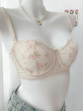 Summer Rabbit Cup Bralette Large Bust Light Support Thin Lace Beachwear Pure Comfort Wirefree Anti-Sagging Bra AU S-XL MOYISU
