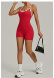 Spring/summer Women's Contrasting Yoga Jumpsuit Hollow Out Cross Back Camisole One Piece Sports Suit Hip Lifting Fitness Romper