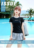 Split Swimsuit Women's Short Sleeved Conservative Cover Belly Slimming Professional Sports Sexy Hot Spring Two-piece Swimsuit