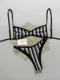 Crochet Striped High Leg Cut Brazilian Bikini Female Swimsuit Women Swimwear Two-pieces Bikini Set Bather Bathing Suit Swim Lady