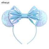 2025 Chic Disney Embroidery Sequin Minnie Ears Headband DOT Bow Hairband Girls Women Party Head Wear Kids DIY Hair Accessories