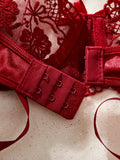 Lady Floral Embroidery Lingerie Set Women Sheer Bra and Brief Underwear Set Satin Sexy Intimates Underwear