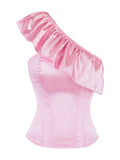 Women’s Sexy One Shoulder Bustier, Fashion Asymmetrical Corset Top, Boned Slimming Shapewear for Tummy Control