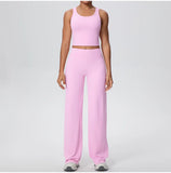 2PCS Yoga Set Women Tracksuit Nude Feeling Workout Sets Gym Clothes Push Up Fitness Running Sportswear Sport Straight tank suit