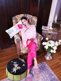 New Chinese style pajamas with breast pads, simulated silk, ice silk home wear, satin jacquard pajamas set