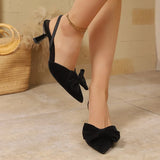 French Style Bowknot Mules Sandals Women Fashion Slip On High Heel Sandals Woman Plus Size 43 Pointed Toe Party Shoes Ladies