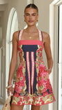 Fashion Color Bohemian Style Print Dress Women Summer New A-line Sleeveless Short Dresses Vacation Commuting Clothing Vestidos