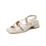 Summer New Model Fashion Middle Heeled Women's Sandals Black Buckle Open-toe Comfortable Hollow-out Women's Shoes High 3.5cm