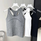 Women's One Piece Yoga Sports Vest Stretch I-Shaped Running Fitness Slimming Short Style Camisole Outerwear