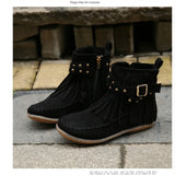 Vintage Women Boots Suede Ankle Boots Fringe Women Shoes Winter Boots Women Side Zipper Casual Shoes Ladies Snow Boot