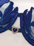 Luxury-Style Blue Lily Embroidery Underwear Set - See-through Mesh Bra - French Retro Elegant Women's Underwear ZA824031