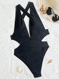 Scrunch Butt Swimsuits Deep V Neck Cross Backless One Piece Swimsuit Women Swimwear Female Monokini High Cut Bathing Suit Swim