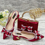 Doershow nice African Shoes And Bag Matching Set With gold Hot Selling Women Italian Shoes And Bag Set For Party Wedding  21-4