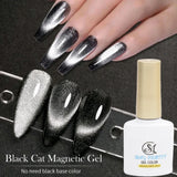 1pc 10ml Holographic Glitter Mirror Porcelain White Cat Eye Gel Polish Magnetic Galactic Effect Gel Nail Polish Soak Off UV LED