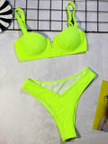 Sexy Ribbed Underwired V-bar Bikini Women Swimsuit Female Swimwear Two-pieces Bikini Set High Cut Bathing Suit Swim Beach Wear