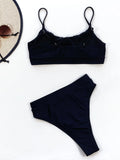 Bikini 2026 Sexy Solid High Waist Pleated Swimwear Swimsuit Women Bikinis Set Bathing Suit Beach Bikini Female Push Up Banadores