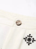 Foridol Geometric Embroidery Wide Leg Spring Summer Women Beige Long Pants Zip Fashion Trousers Pantalones De Mujer Autumn Pants