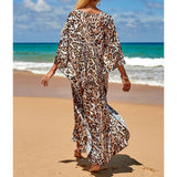 Sexy Zebra Printed V Neck Tunic Beach Cover Up Cover-ups Beach Dress Beach Wear Beachwear Beach Long Dress Female Women V4159