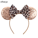 2025 Chic Disney Embroidery Sequin Minnie Ears Headband DOT Bow Hairband Girls Women Party Head Wear Kids DIY Hair Accessories