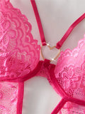 Women Lace Bodysuit Female Underwear Floral Embroidery Heart Shaped Ornament Design Bodycon