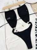 Halter Metal Rings Hollow Out Female Swimwear One Piece Swimsuit Women High Cut Monokini Backless Bathing Suit Swim Beachwear
