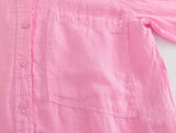 Foridol Casual 2 Pcs Shorts Women Set Linen Cotton Pink Oversize Buttons Shirt+shorts Outfits Summer Autumn White Fashion Set